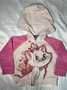 Vintage Disney Aristocats Marie Pink Velvet Zip Hoodie Girls 2T Y2K Cute